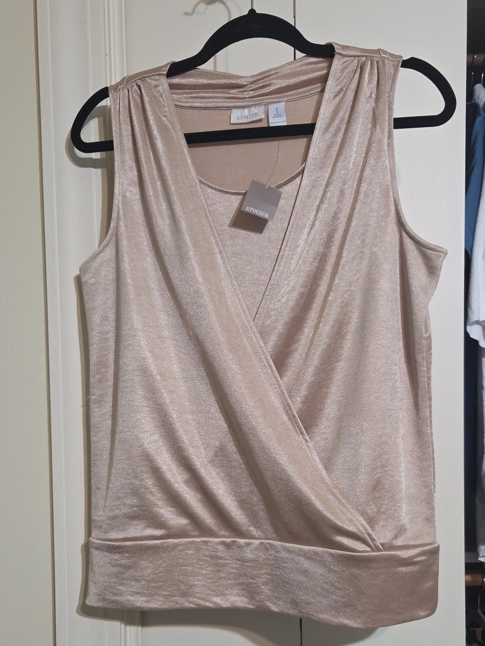 Chico's Shimmery Gold Surplice Sleeveless Camisole